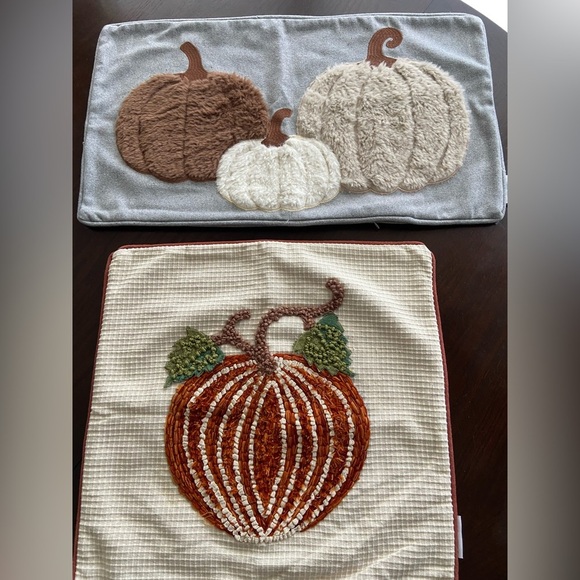 Lot of 2 Neutral Pumpkin Pillow Covers The Farmhouse & Autumn Hill Fall - Picture 1 of 9